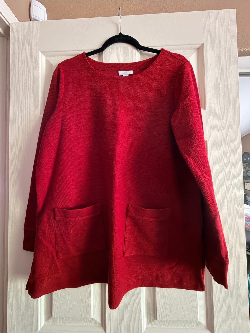 J. Jill Red Long-Sleeve Pocket Tunic